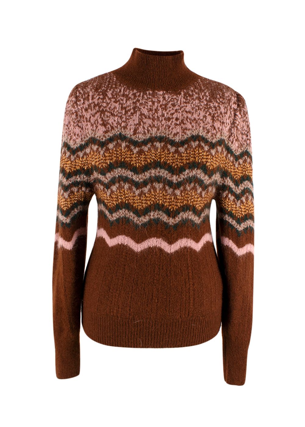 Preowned Vanessa Bruno Fair Isle Alpaca Blend Jumper Size S Tan cotton