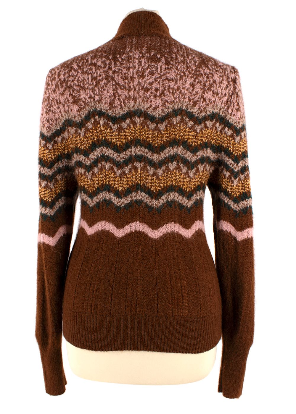 Preowned Vanessa Bruno Fair Isle Alpaca Blend Jumper Size S Tan cotton