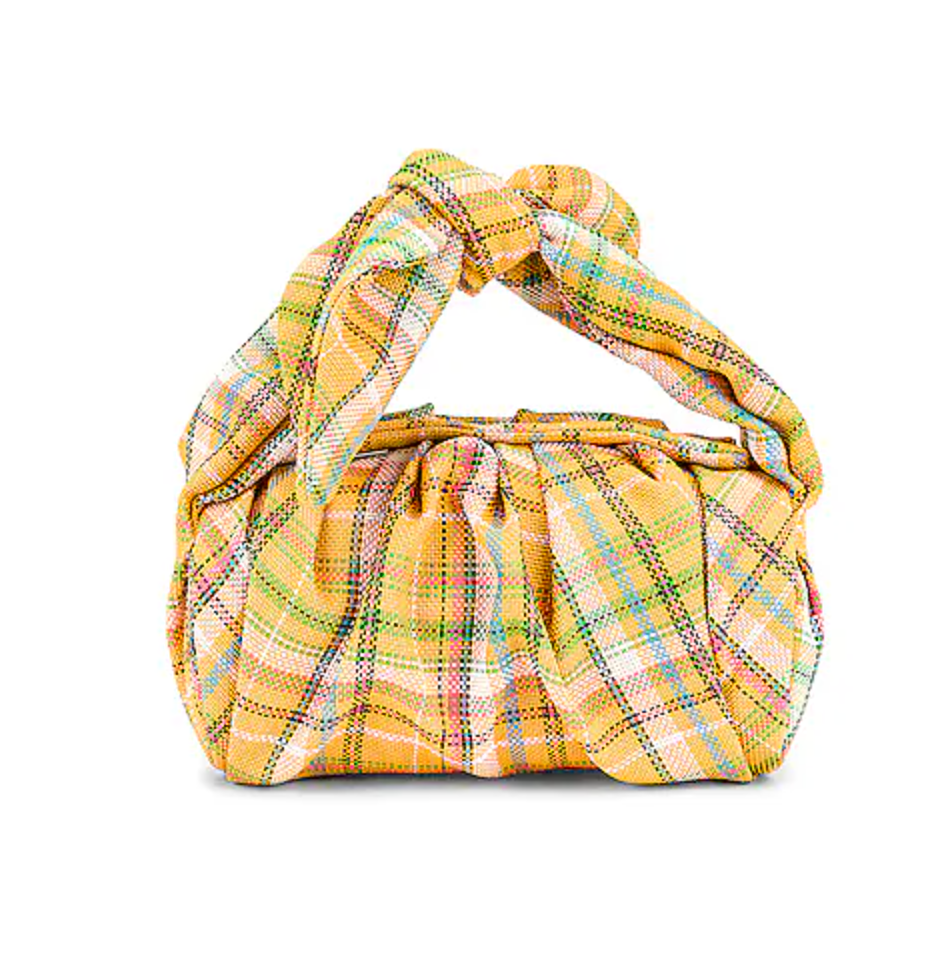 Preowned Rejina Pyo Yellow Nane Knotted Plaid Barrel Bag cotton