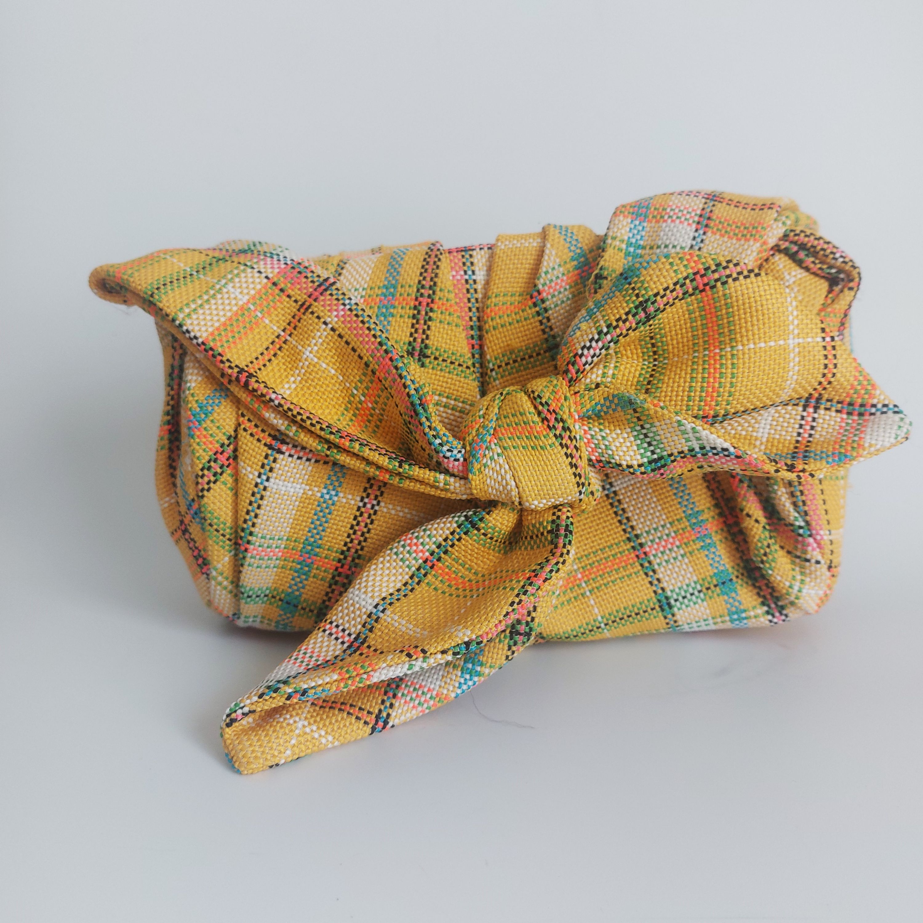 Preowned Rejina Pyo Yellow Nane Knotted Plaid Barrel Bag cotton