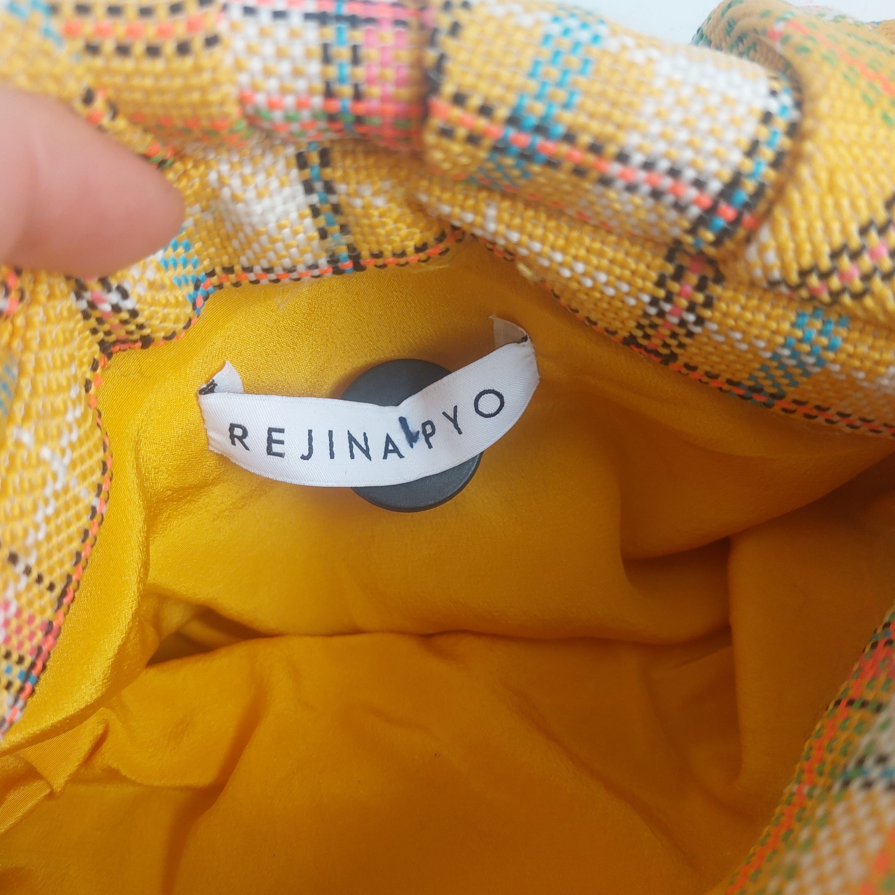 Preowned Rejina Pyo Yellow Nane Knotted Plaid Barrel Bag cotton