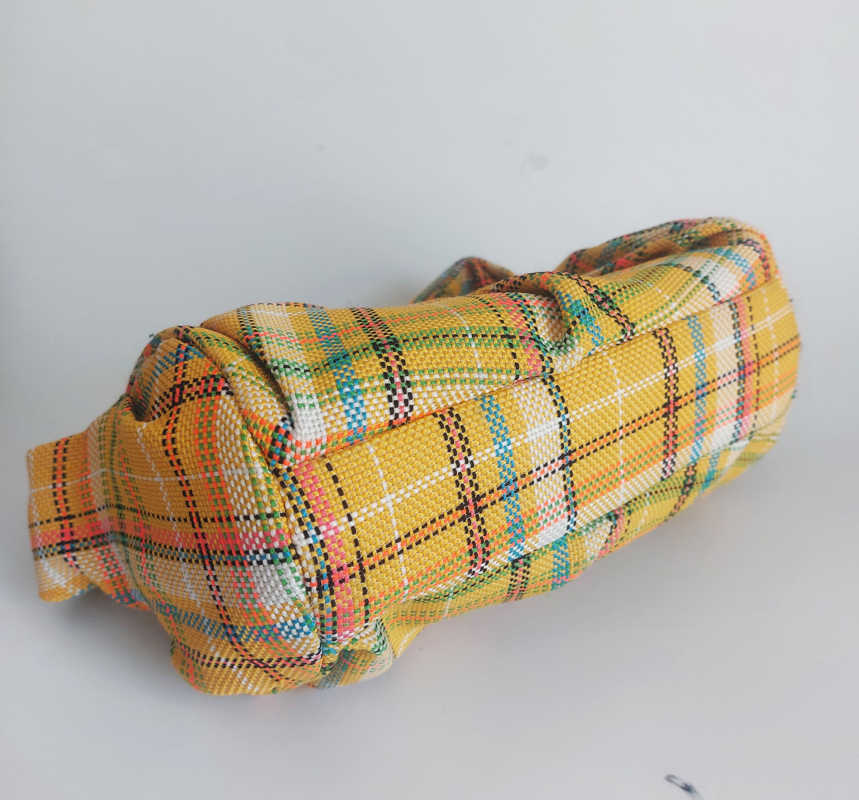 Preowned Rejina Pyo Yellow Nane Knotted Plaid Barrel Bag cotton