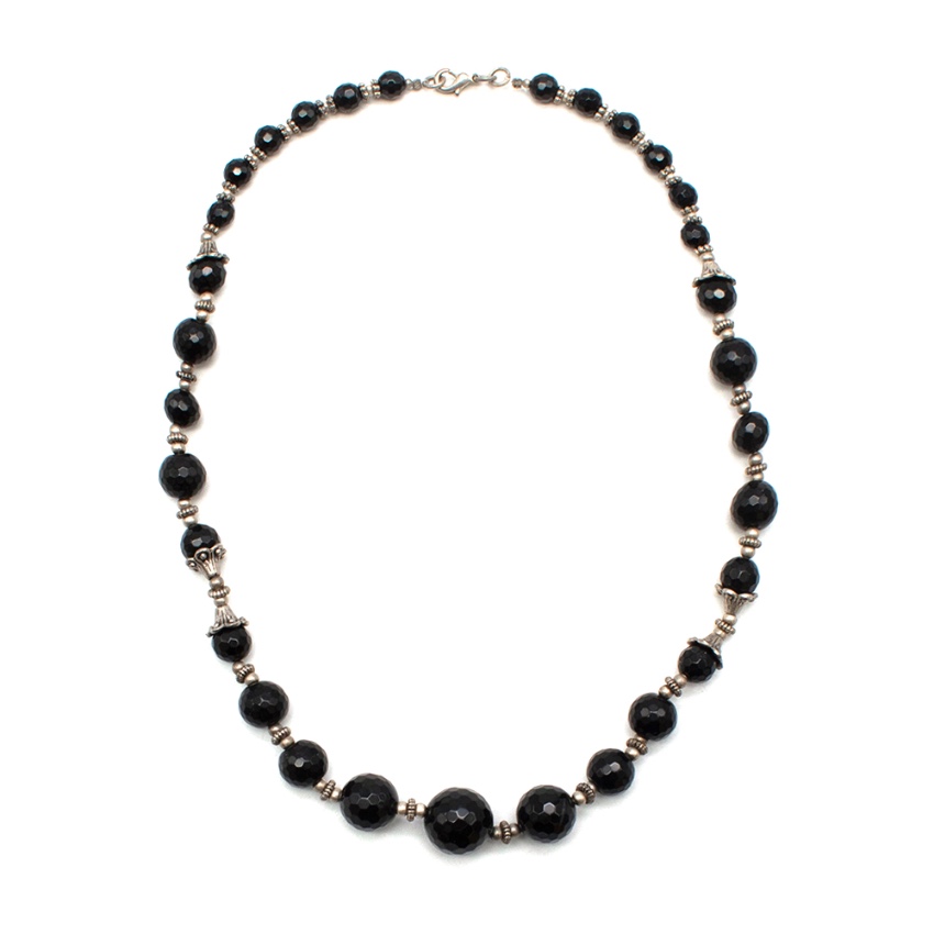 Preowned Max  Moi Black Crystal Beads Necklace metal