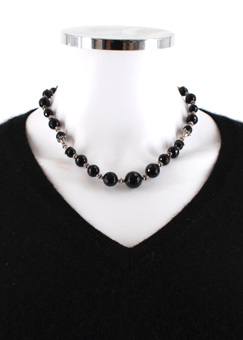 Preowned Max  Moi Black Crystal Beads Necklace metal