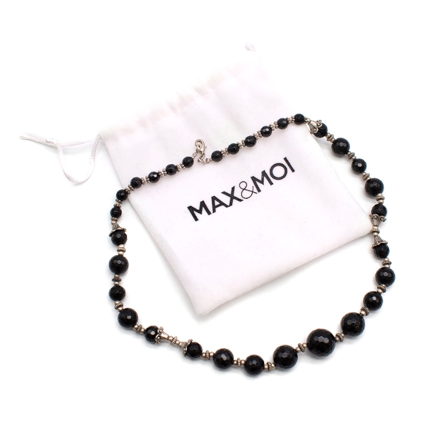 Preowned Max  Moi Black Crystal Beads Necklace metal