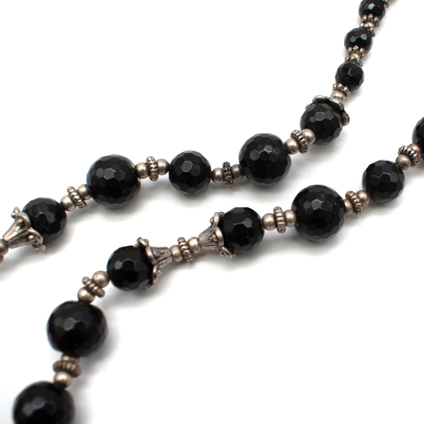 Preowned Max  Moi Black Crystal Beads Necklace metal