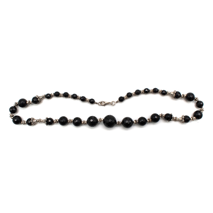 Preowned Max  Moi Black Crystal Beads Necklace metal