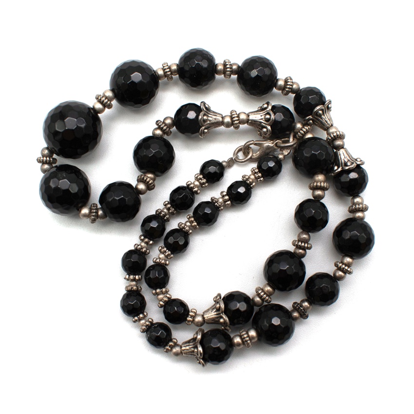 Preowned Max  Moi Black Crystal Beads Necklace metal