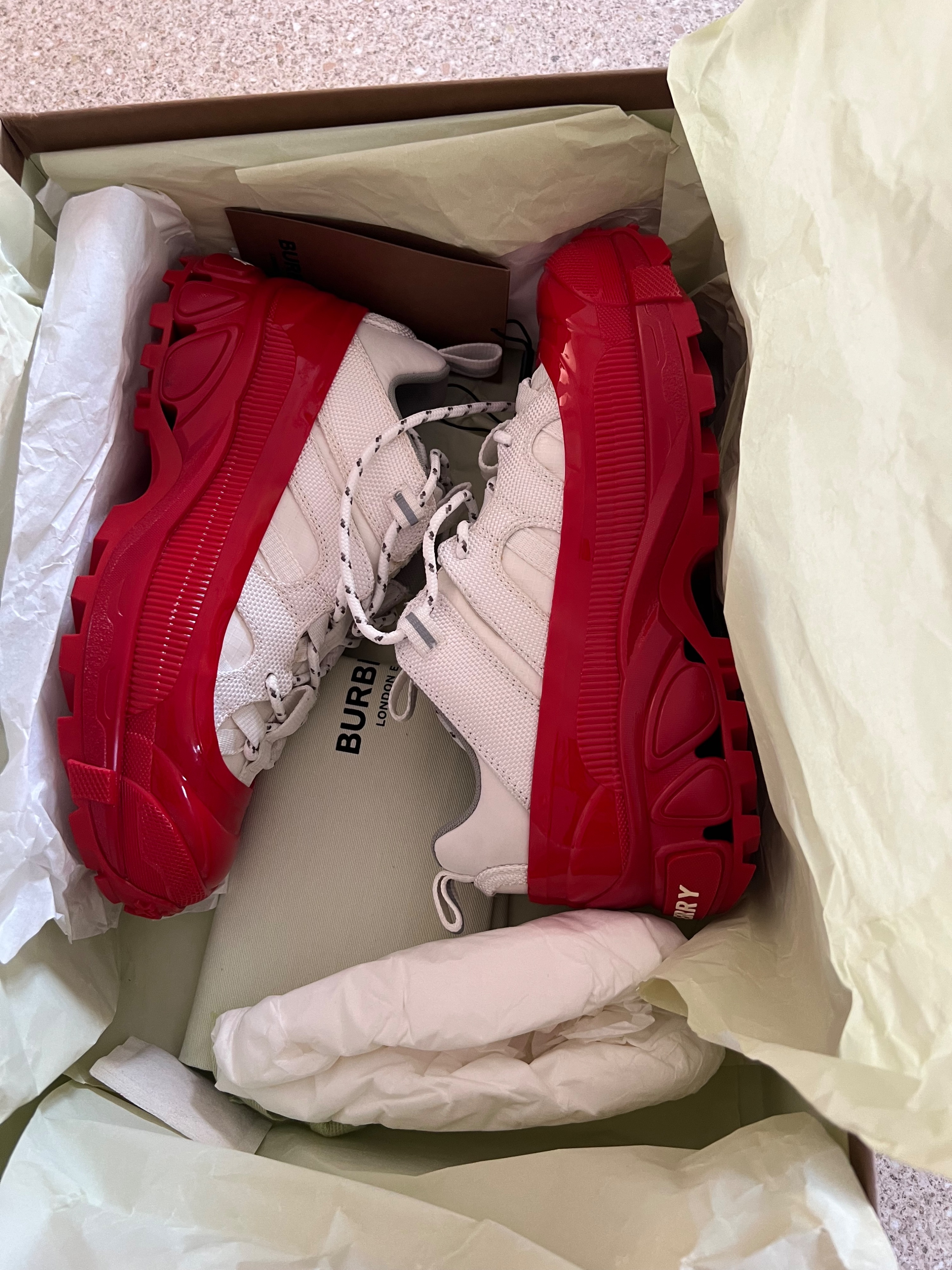 Burberry White and Red Sneakers Size 35 Red White nylon/rubber