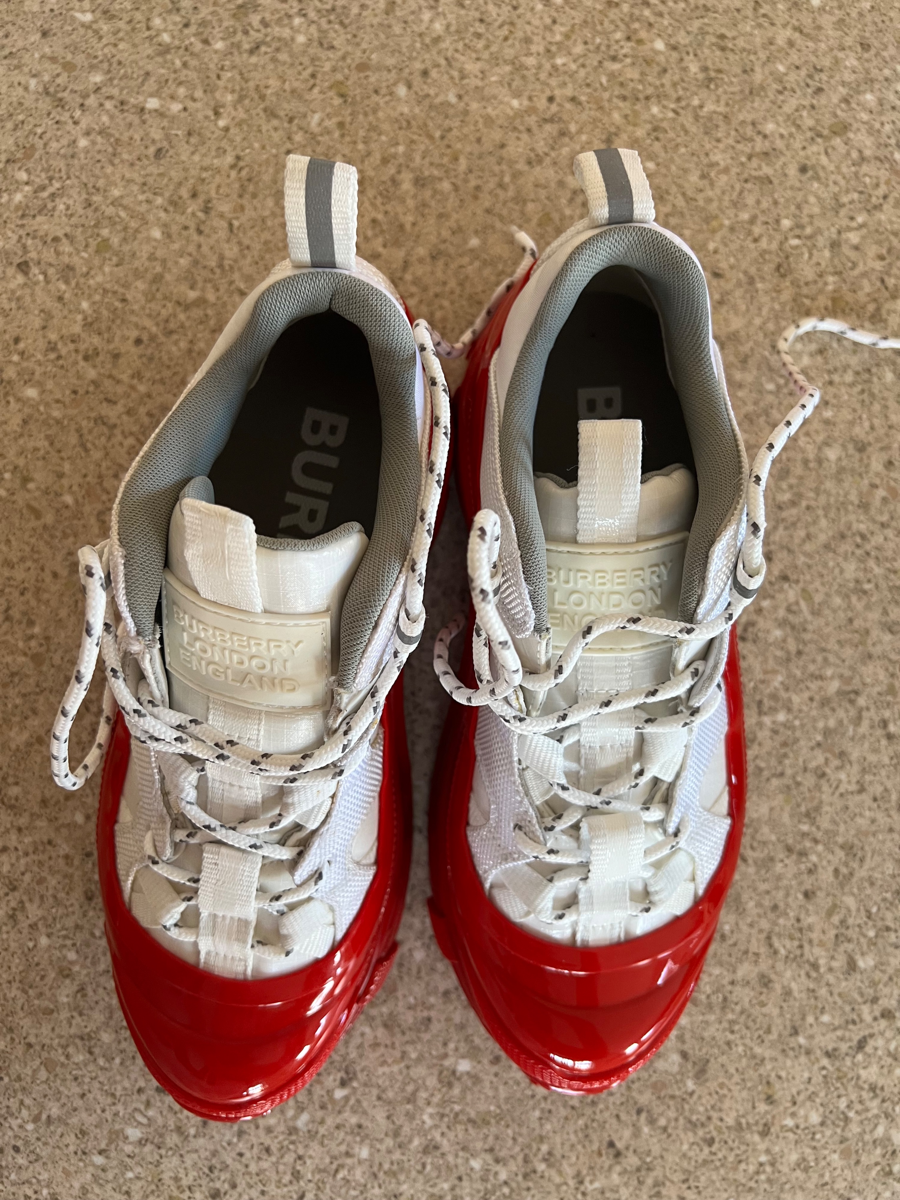 Burberry White and Red Sneakers Size 35 Red White nylon/rubber