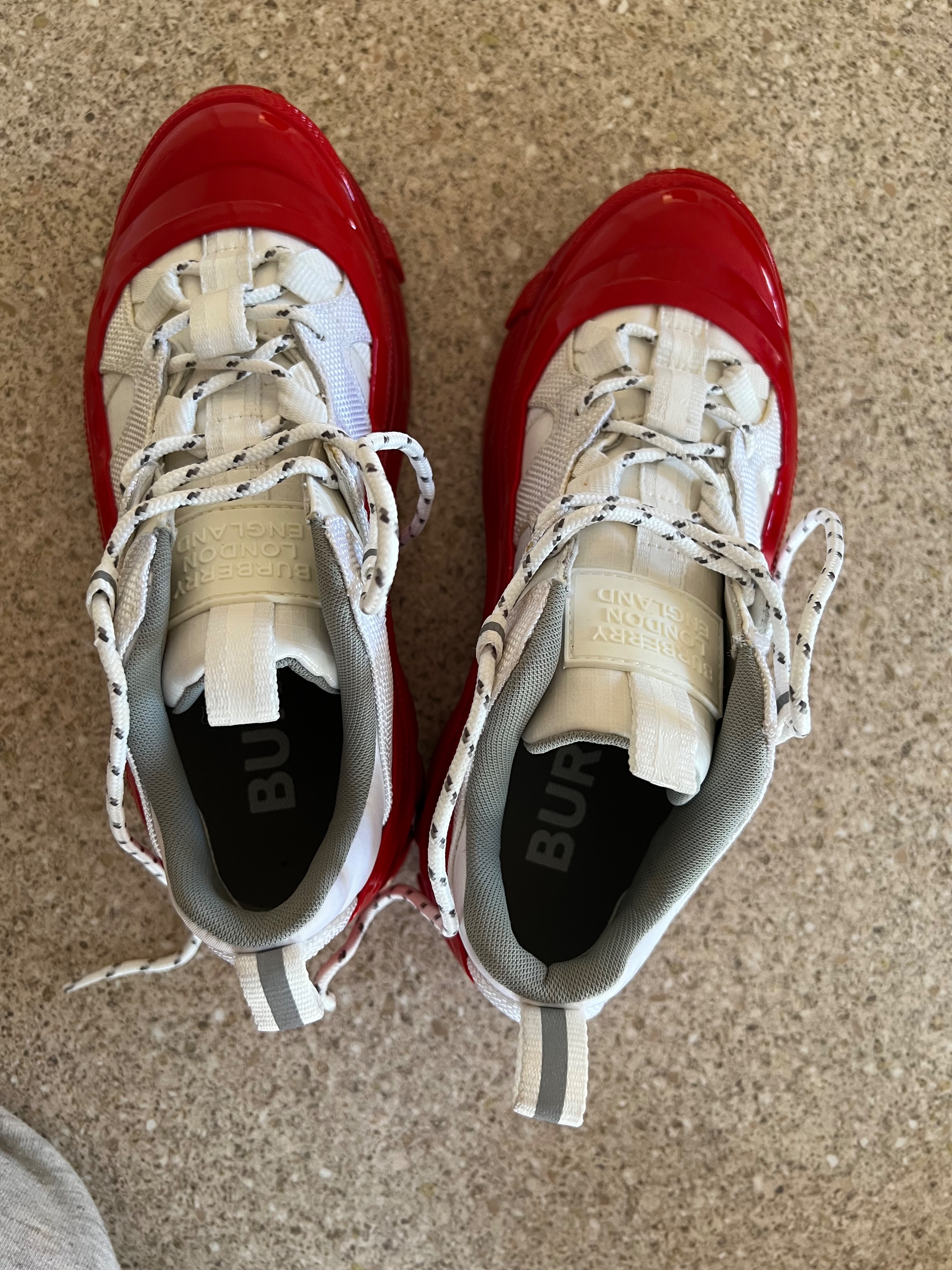 Burberry White and Red Sneakers Size 35 Red White nylon/rubber