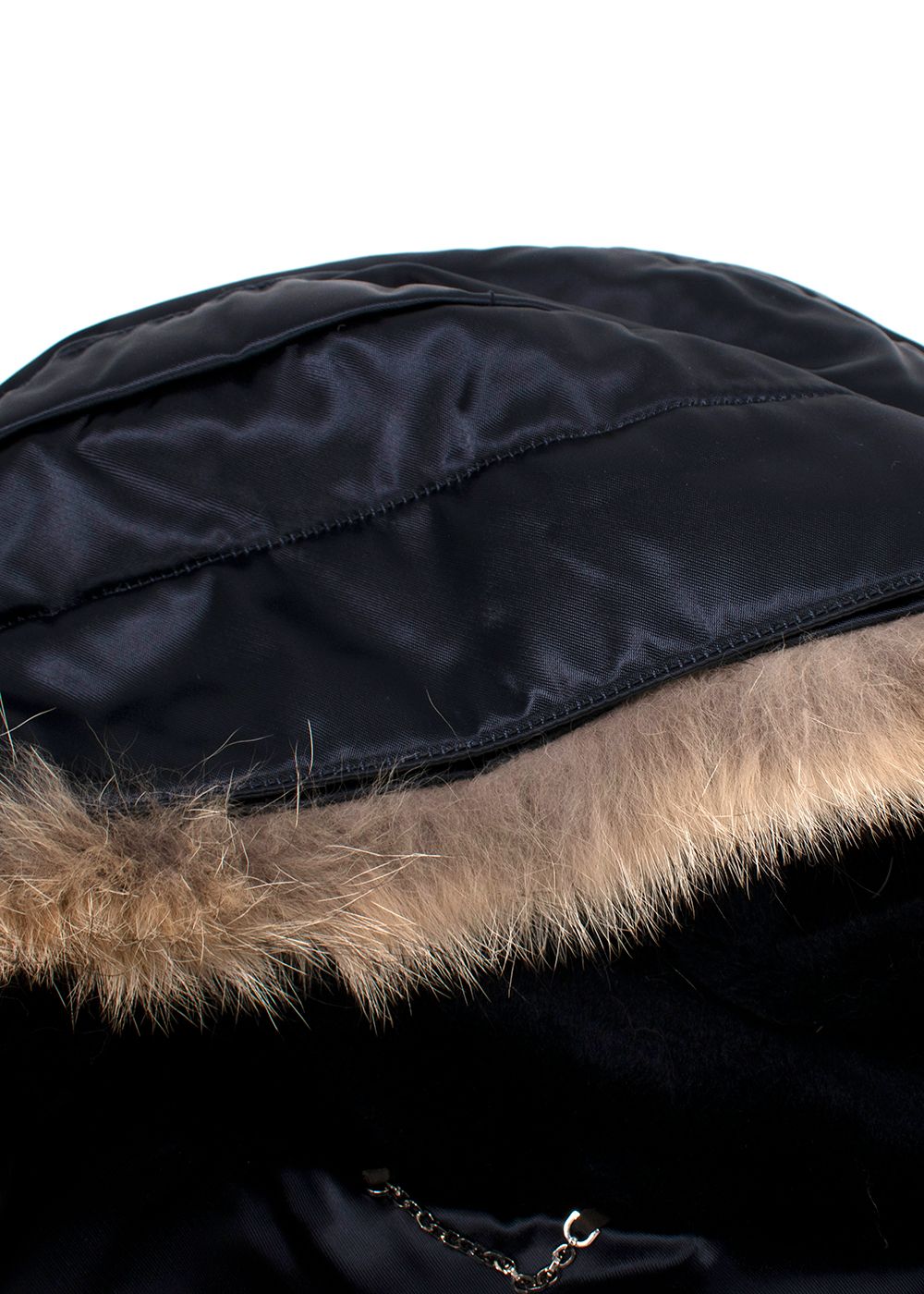 Men's Preowned Louis Vuitton Black Long Parka with Fur Hood Trim Size L