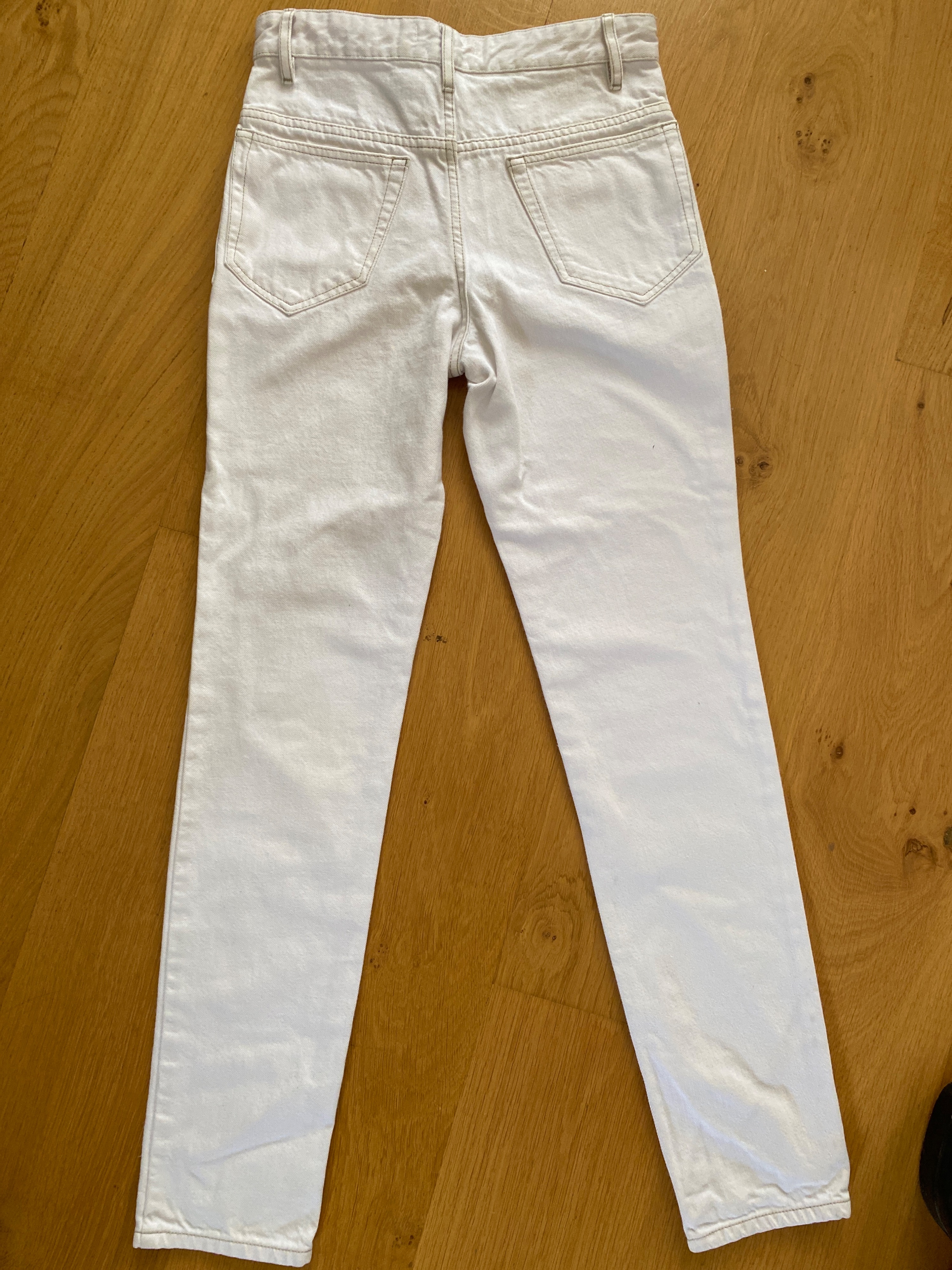 Preowned Isabel Marant Contrast Stitch High Rise White Jeans Size S cotton