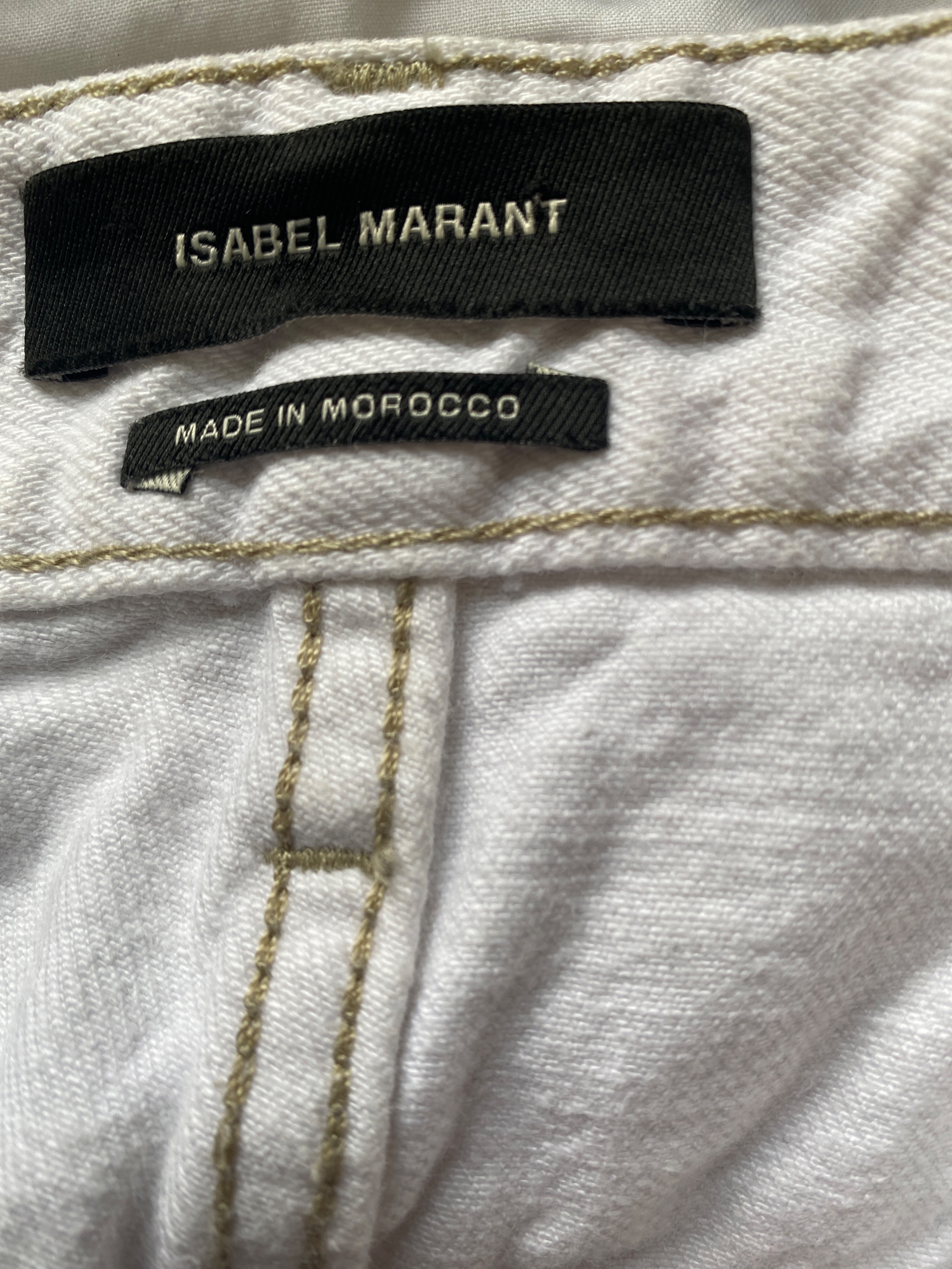 Preowned Isabel Marant Contrast Stitch High Rise White Jeans Size S cotton