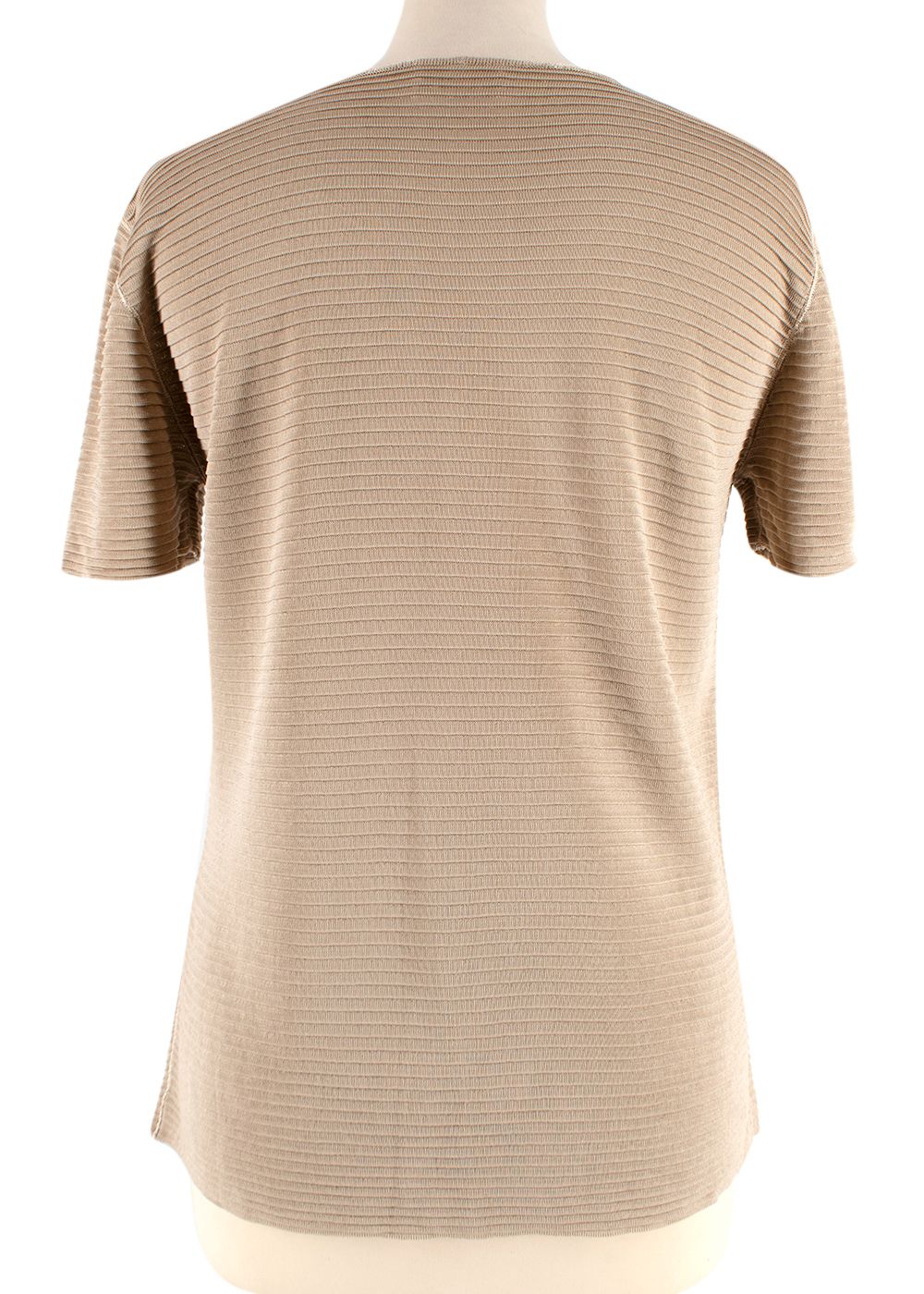 Giorgio Armani Beige Ribbed T-Shirt Size L viscose