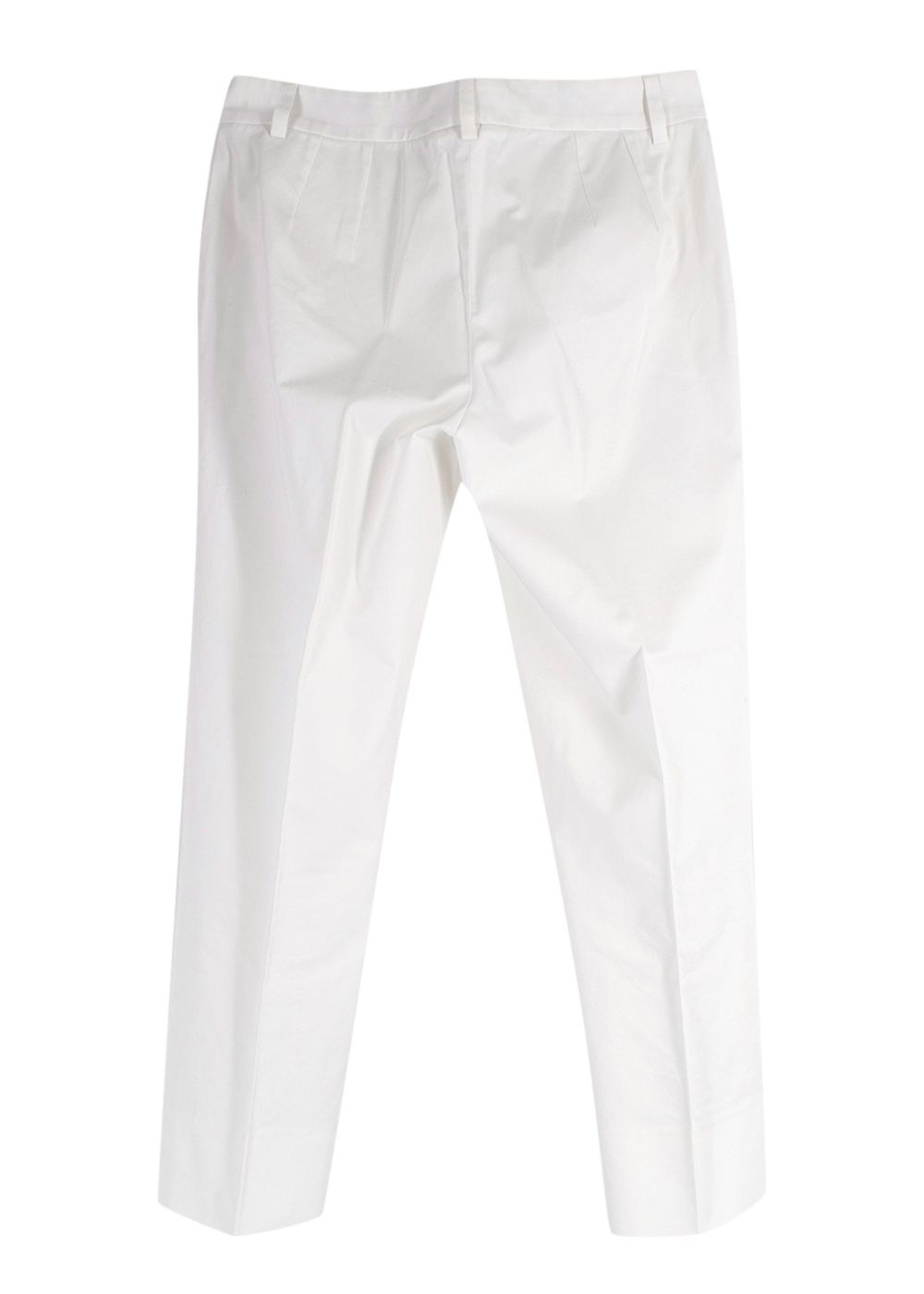 Preowned Dolce  Gabbana White Cotton Straight Cropped Trousers Size XS