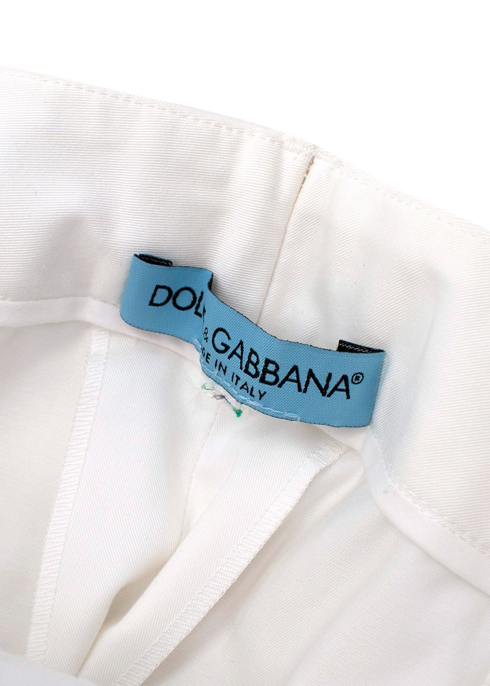 Preowned Dolce  Gabbana White Cotton Straight Cropped Trousers Size XS