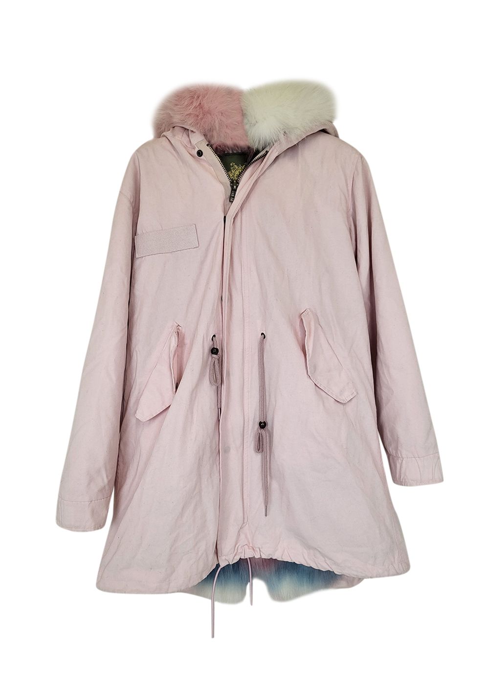 Preowned Mr  Mrs Italy Pink Parka with Fox Fur Trim Size S cotton/fox fur