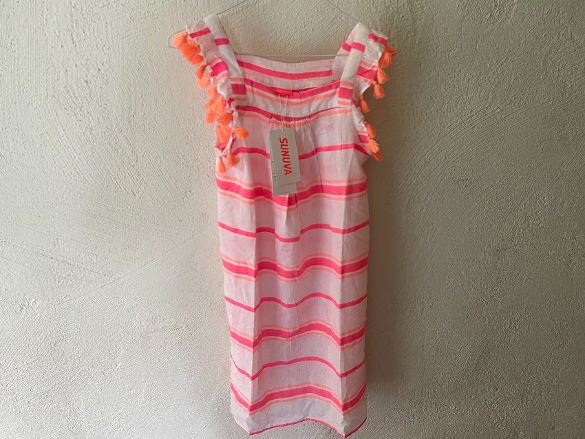 Boys Sunuva Girls white  pink striped cotton sundress Size 10 Years +