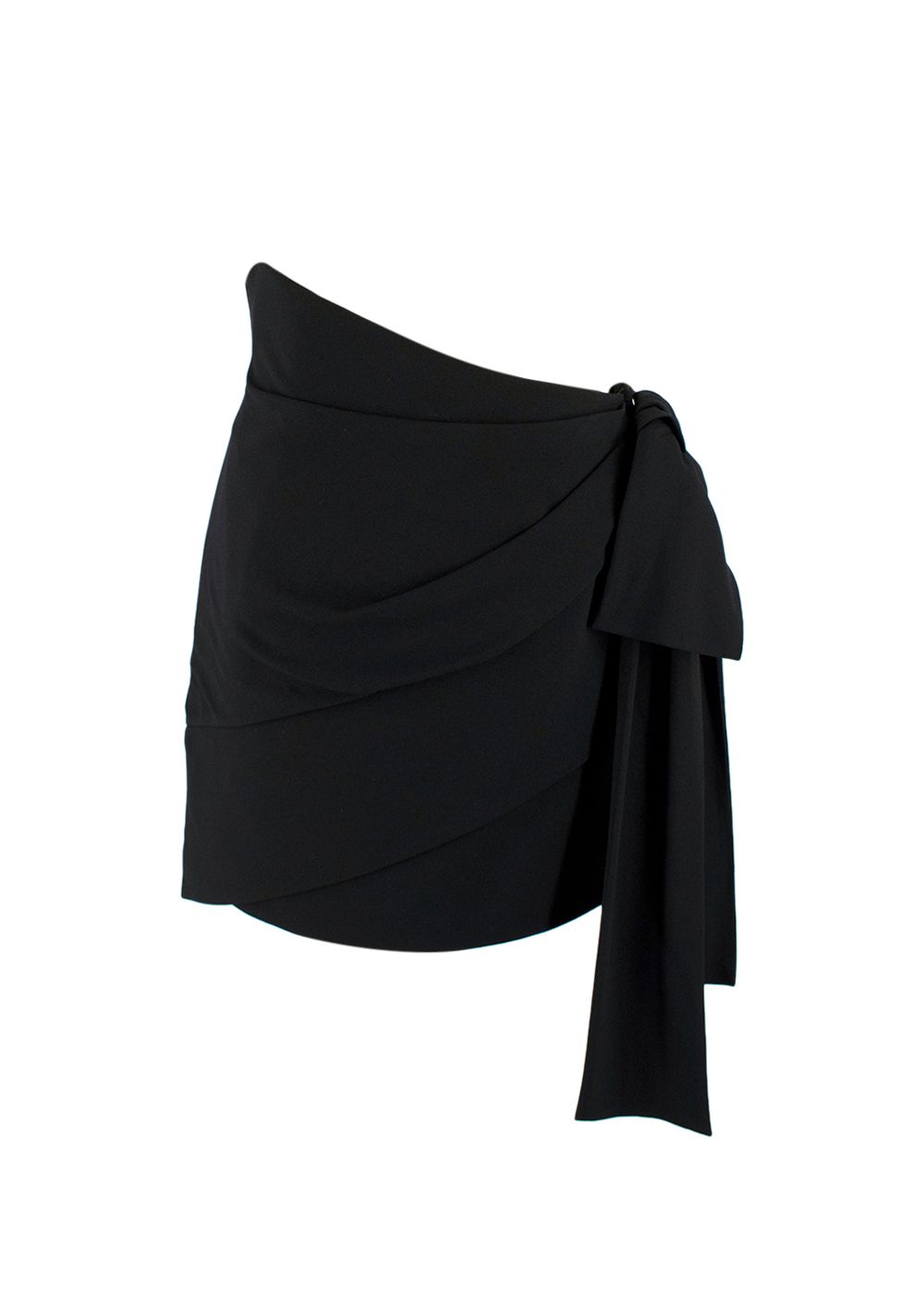 Preowned Saint Laurent Black Asymmetric Draped Mini Skirt Size S viscose