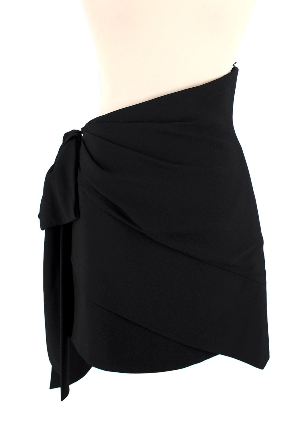 Preowned Saint Laurent Black Asymmetric Draped Mini Skirt Size S viscose