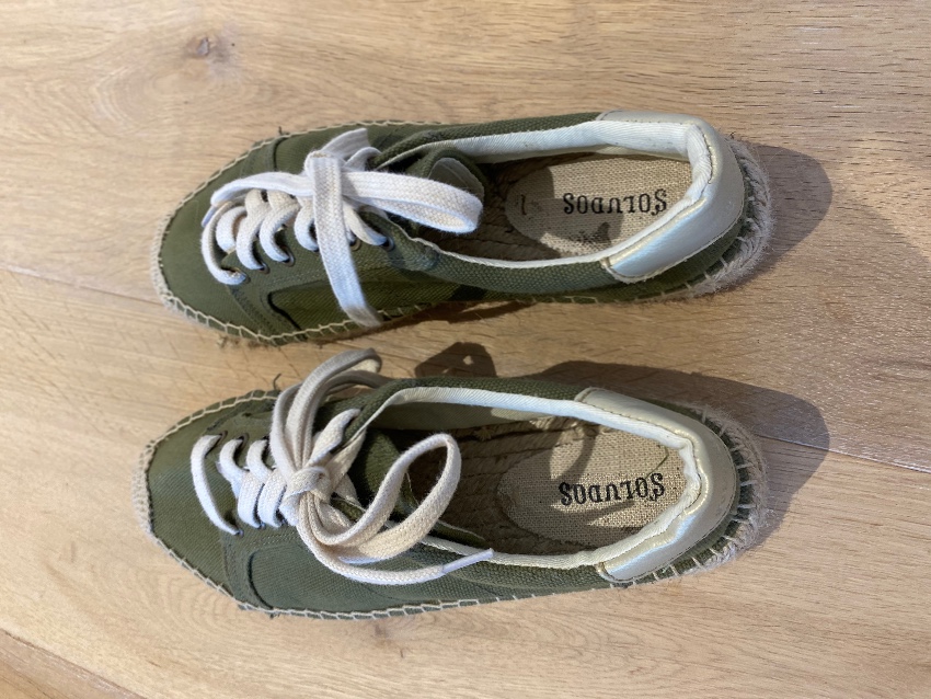 Preowned Soludos Canvas Izzy Green Espadrilles Size 38