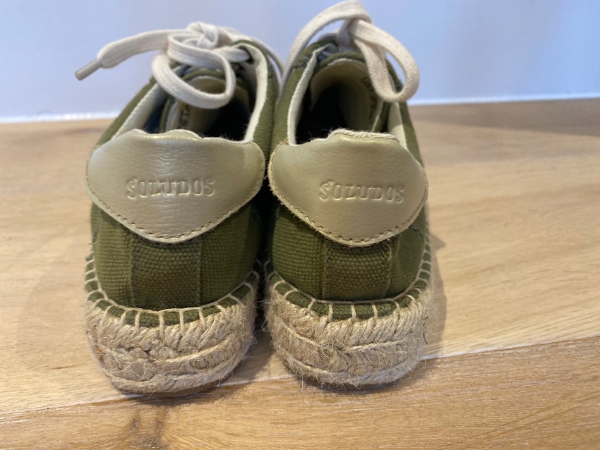 Preowned Soludos Canvas Izzy Green Espadrilles Size 38