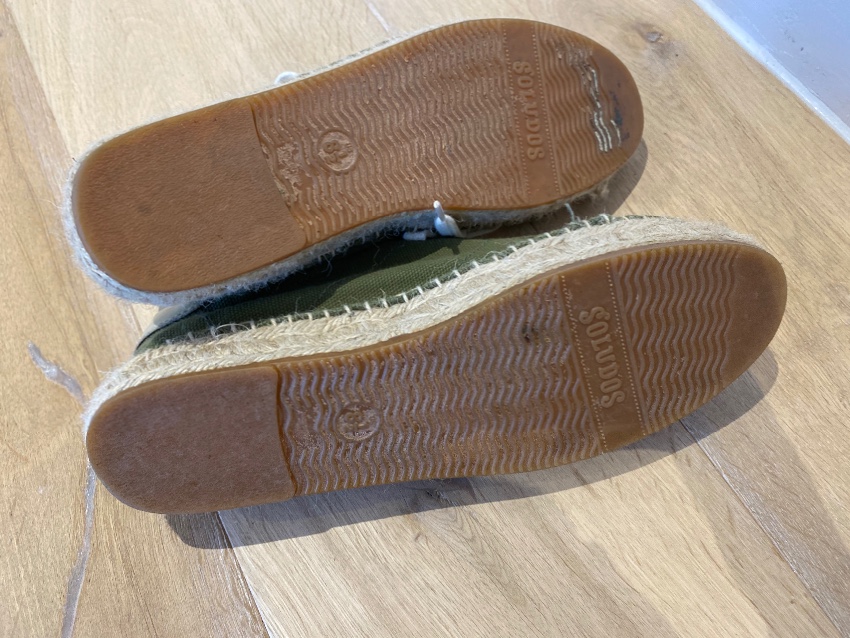 Preowned Soludos Canvas Izzy Green Espadrilles Size 38