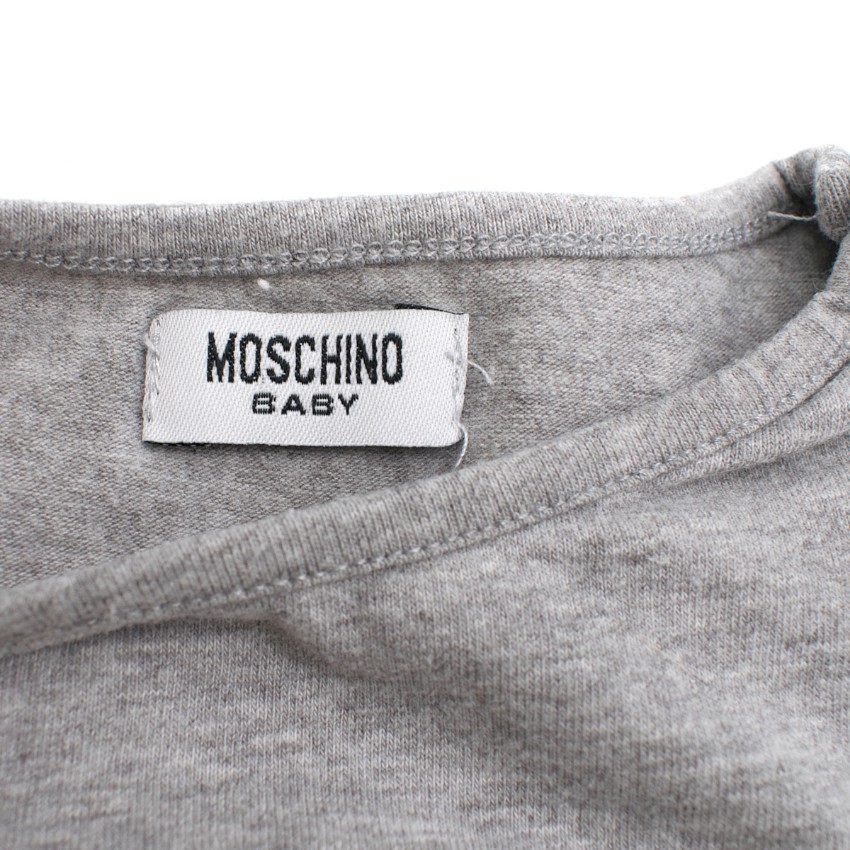 Boys Moschino Baby Grey Teddy Bear Print T-shirt Size 18-24 Months cotton