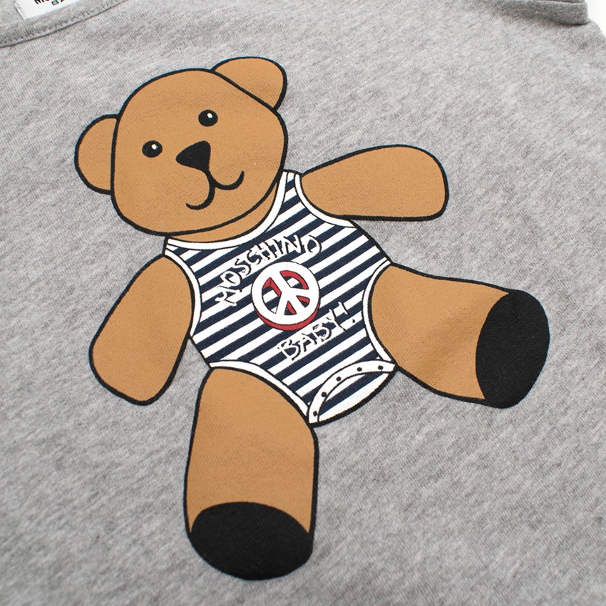 Boys Moschino Baby Grey Teddy Bear Print T-shirt Size 18-24 Months cotton