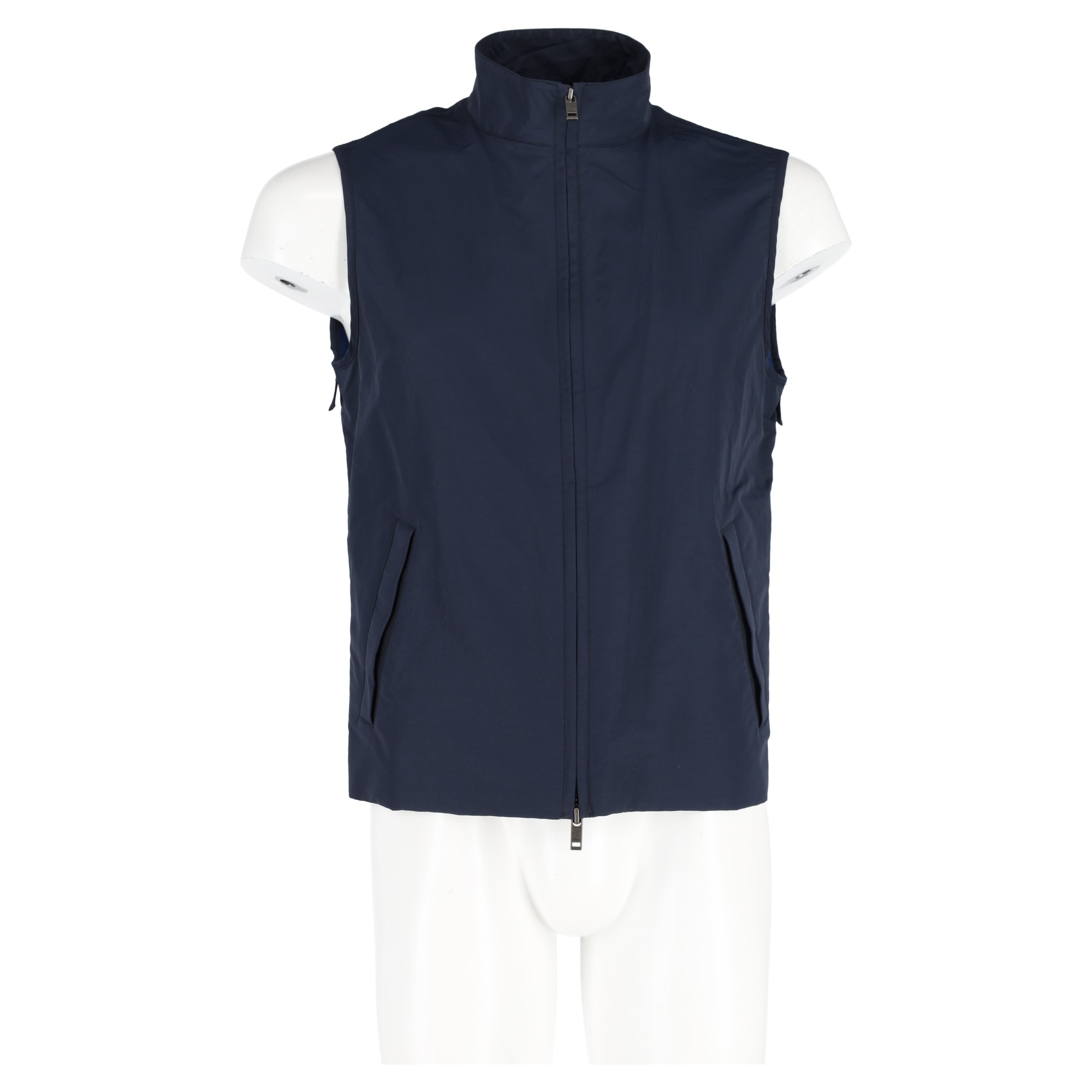 Men's Preowned Ermenegildo Zegna Blue Nylon Zip-Up Vest Size M canvas/nylon canvas