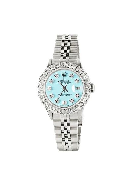 Preowned Rolex Datejust Tropical Blue Diamond Bezel Steel Watch