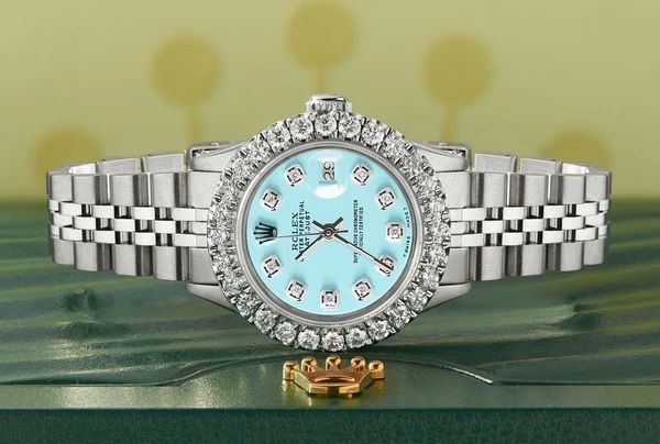 Preowned Rolex Datejust Tropical Blue Diamond Bezel Steel Watch