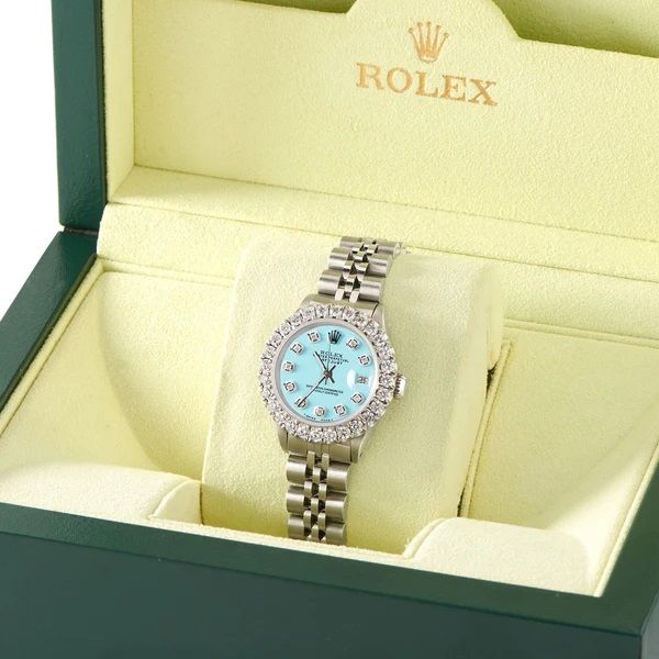 Preowned Rolex Datejust Tropical Blue Diamond Bezel Steel Watch