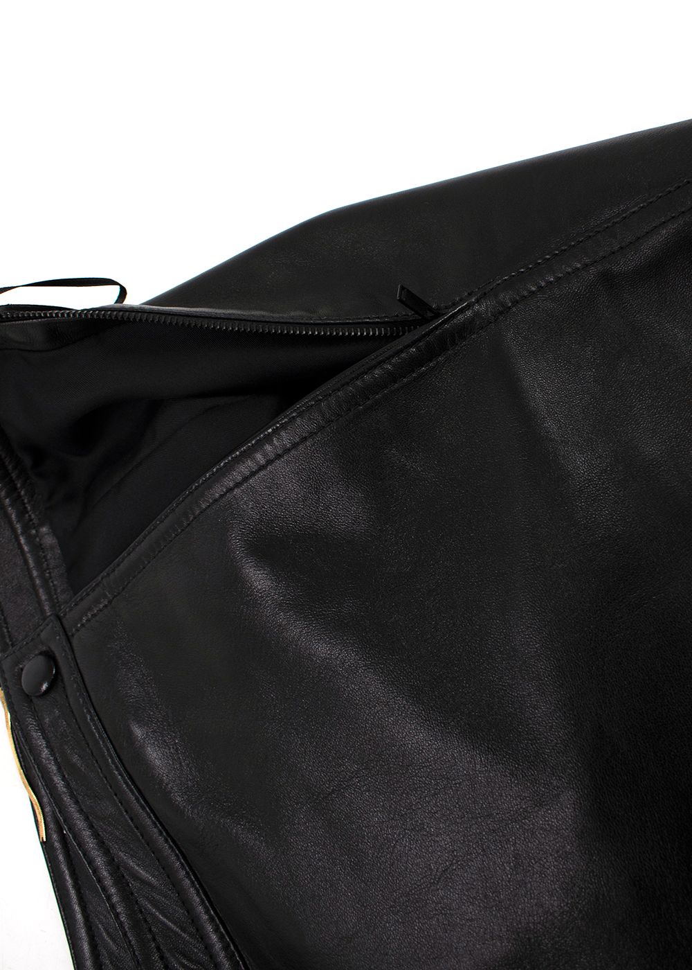 Preowned Saint Laurent Black Leather Mini Skirt Size XS