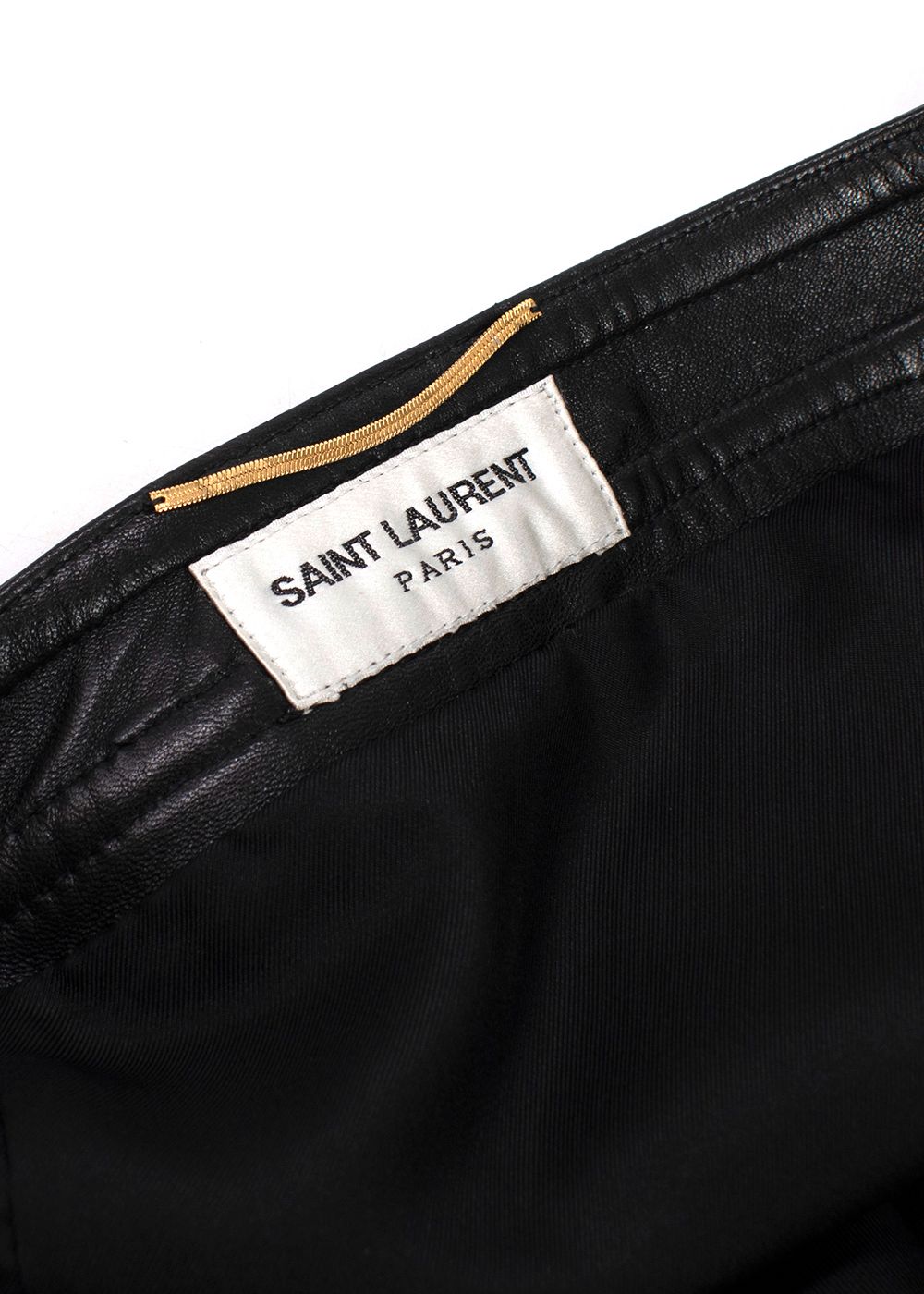 Preowned Saint Laurent Black Leather Mini Skirt Size XS