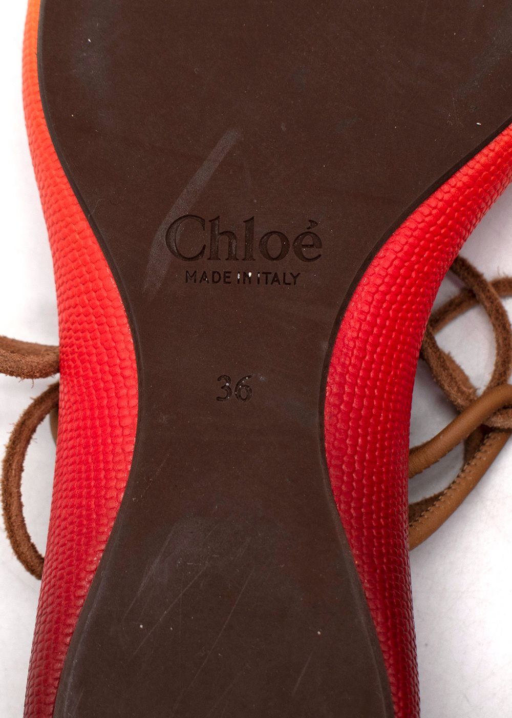 Preowned Chloe Dégradé snake-effect leather sandals Size 36 Orange