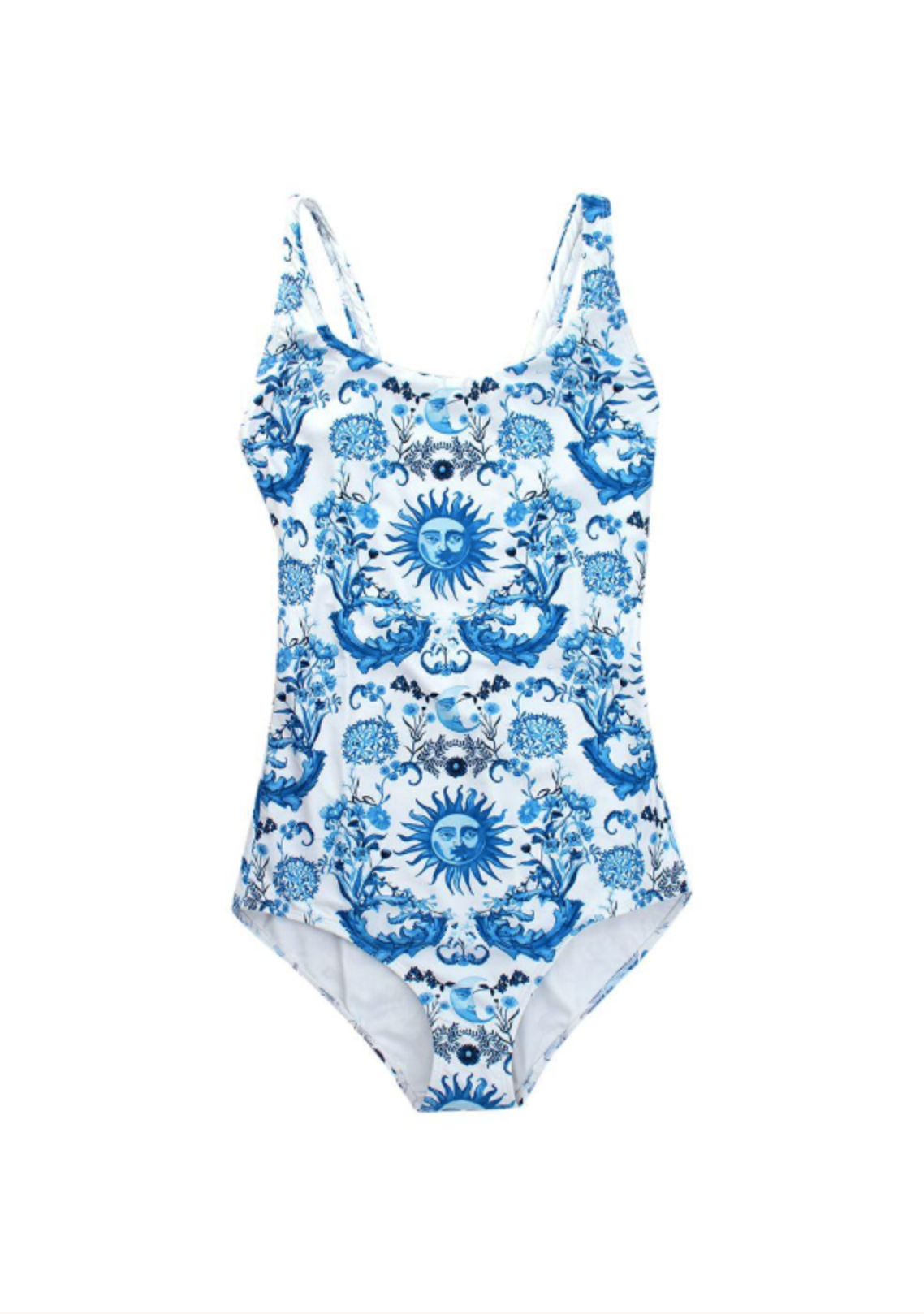 Borgo De Nor x Talia Collins Blue Electra Classic Swimsuit Size S white blue polyester