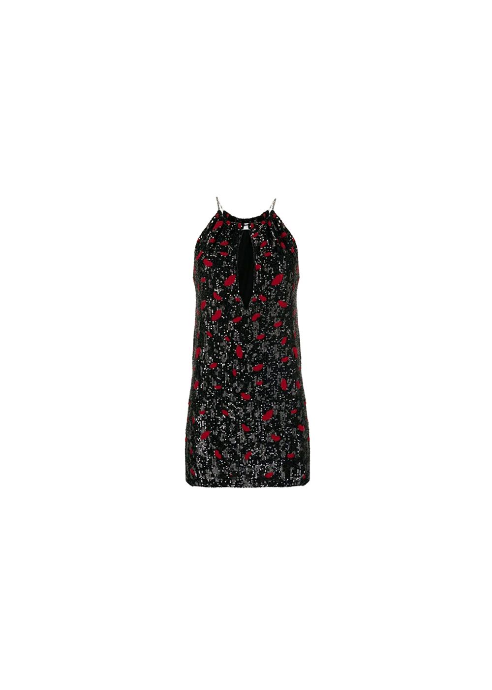 Saint Laurent Black  red polka dot sequin dress Size M silk