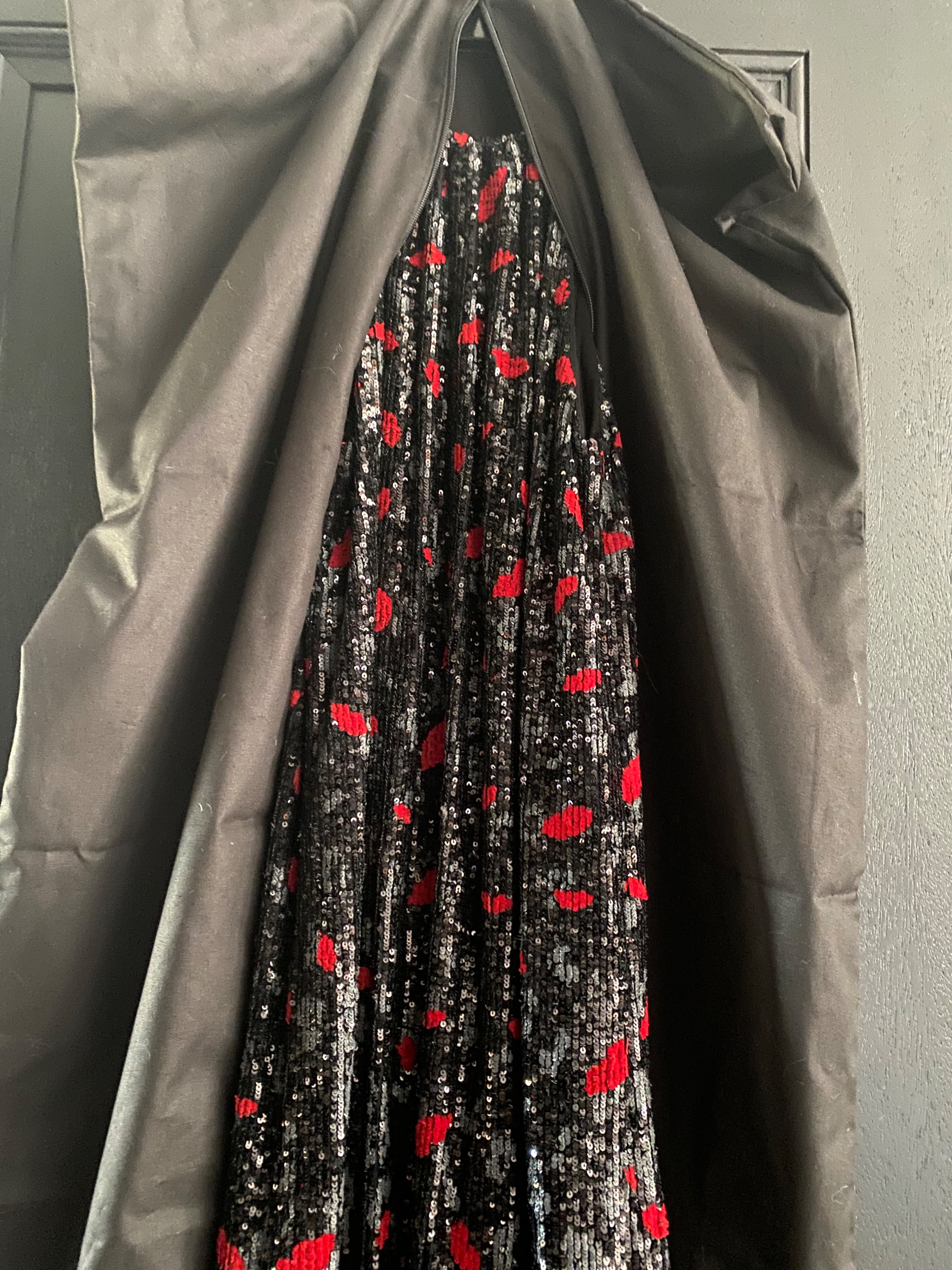 Saint Laurent Black  red polka dot sequin dress Size M silk