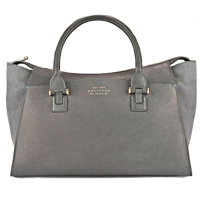 Smythson Eliot Leather Handbag Graphite Grey Size S