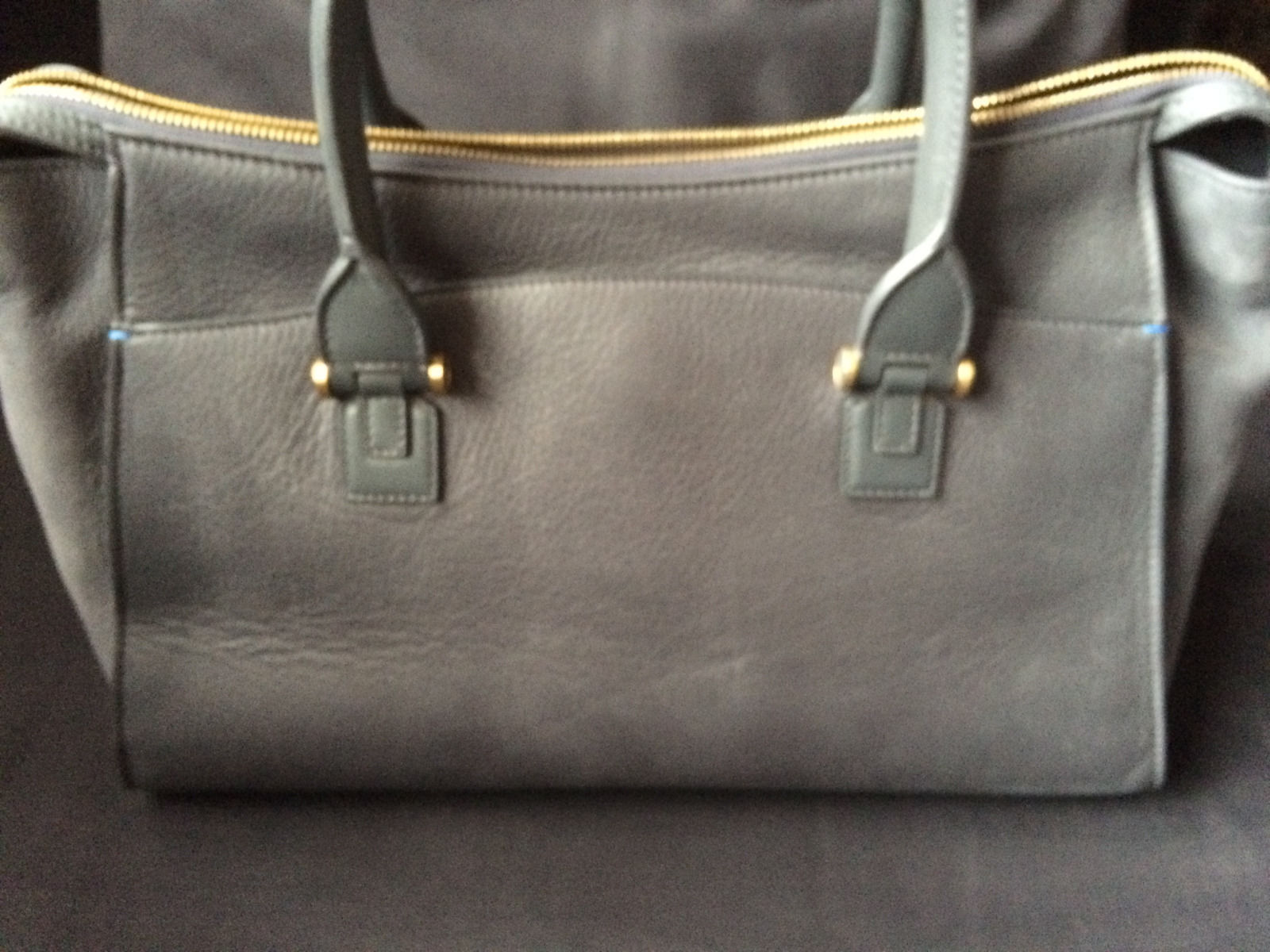 Smythson Eliot Leather Handbag Graphite Grey Size S