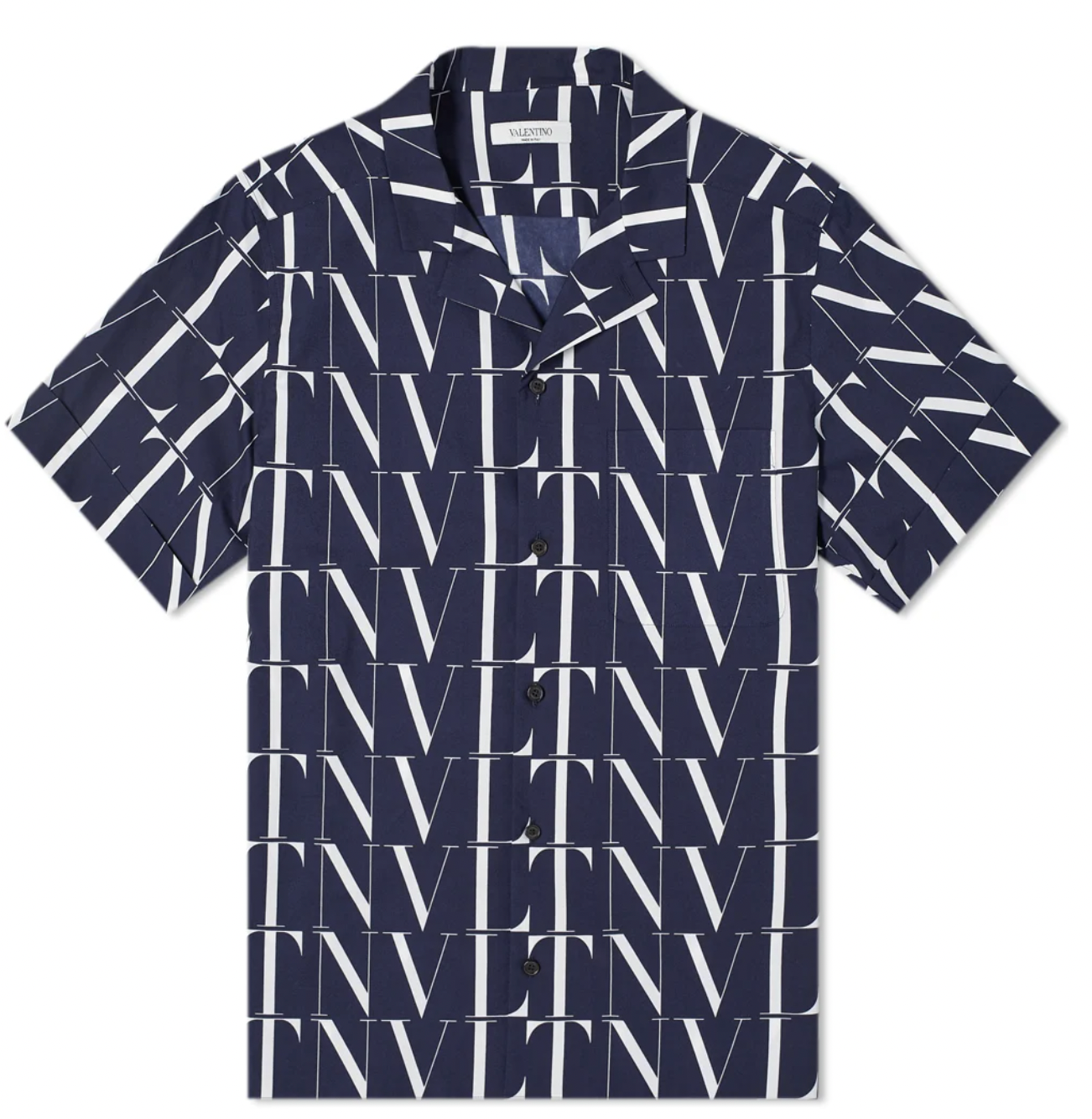 Men's Valentino Navy  white cotton VLTN Vacation shirt Size XL Black