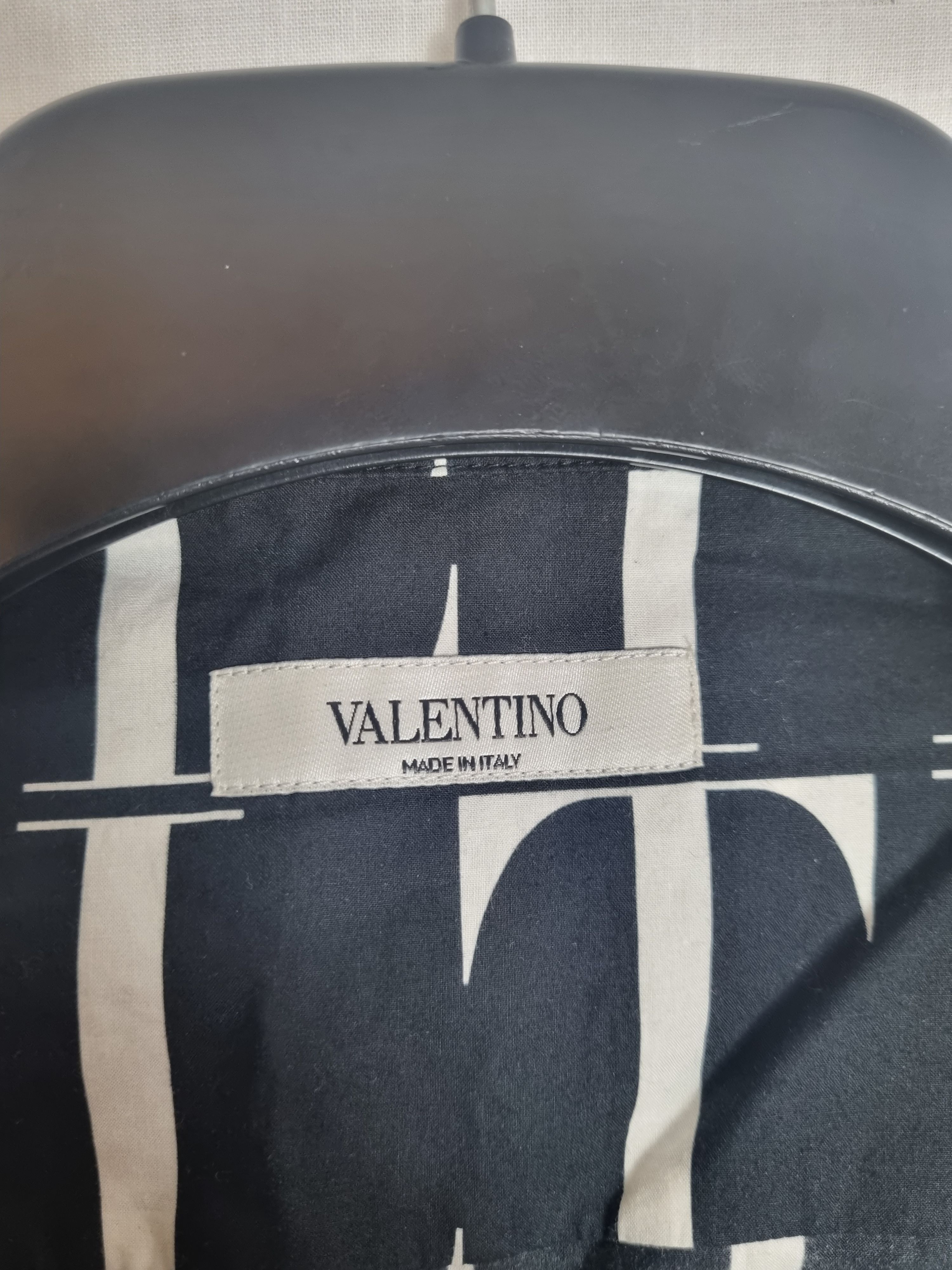 Men's Valentino Navy  white cotton VLTN Vacation shirt Size XL Black