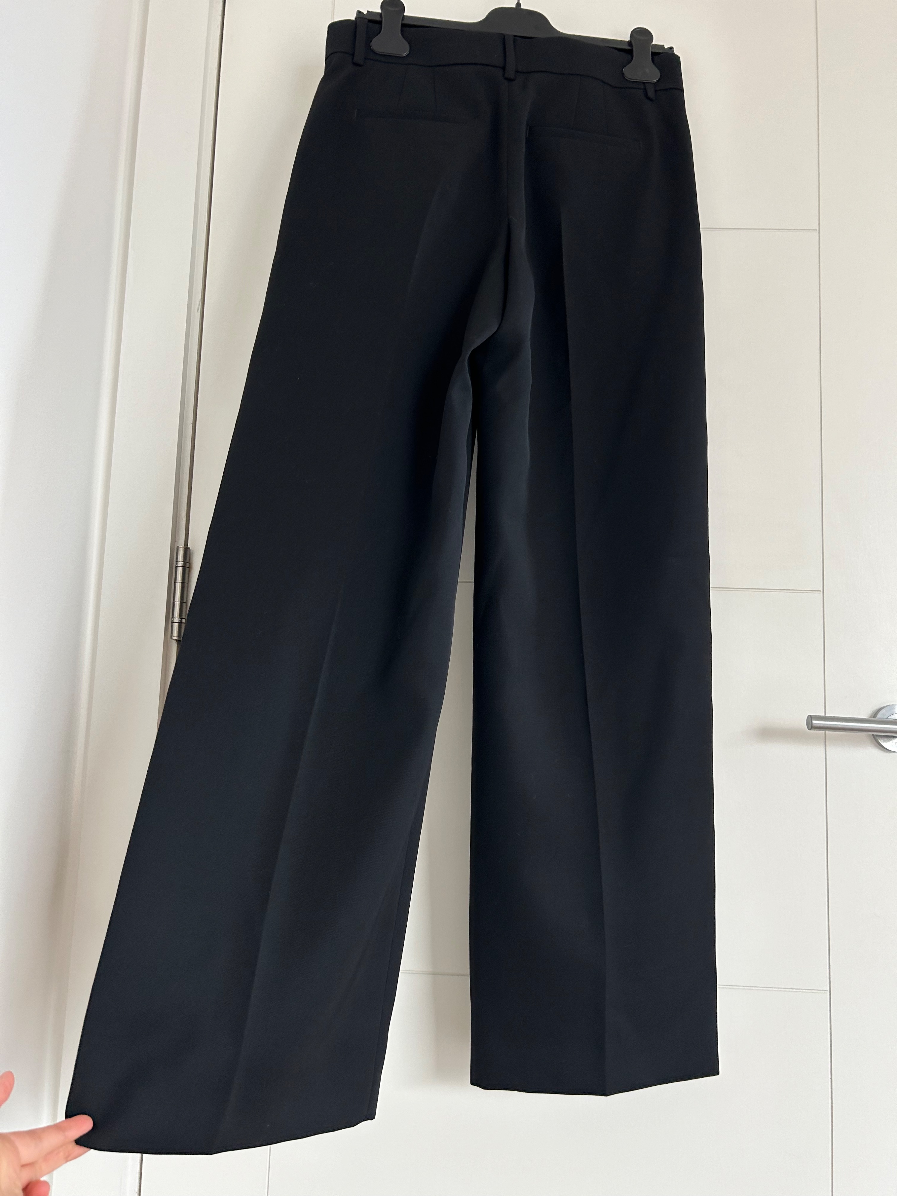 Alexnader Wang Black Logo Embellished Wide Leg Trousers Size S wool