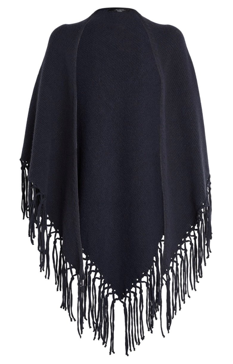 Max Mara Navy Wool Poncho