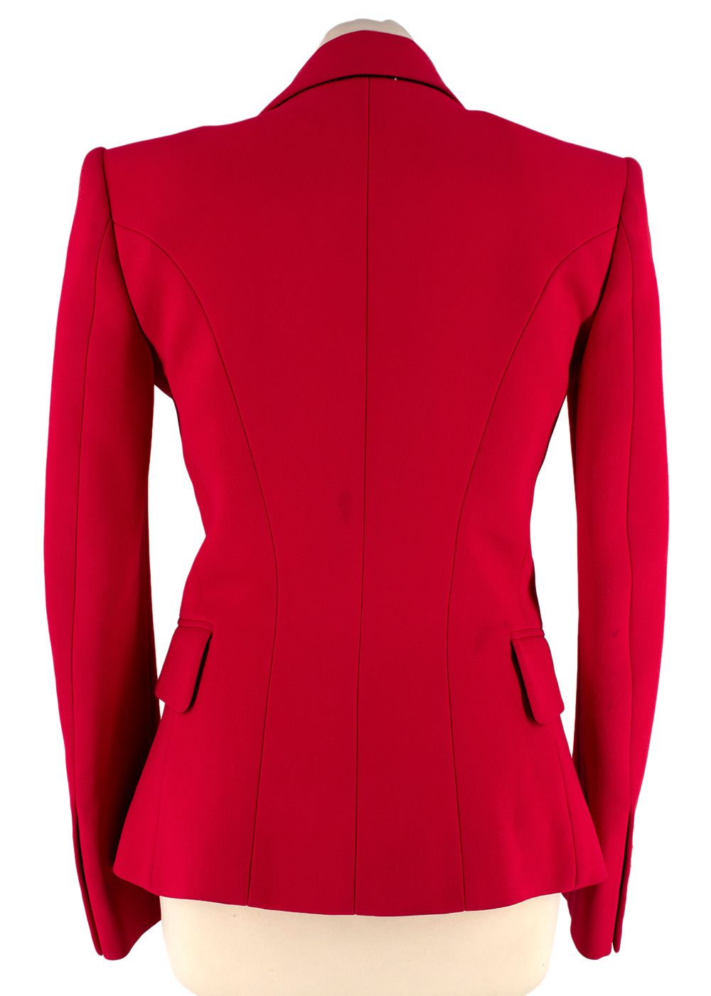 Balmain Red Double Breasted Blazer with Gold Toned Buttons Size XXS viscose