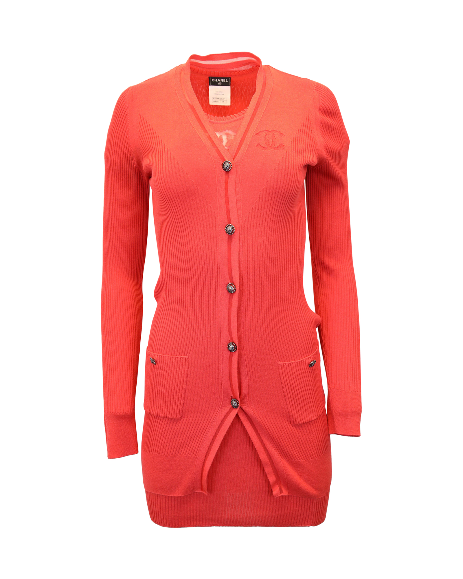 Chanel Red Mini Dress and Cardigan Set Size XS