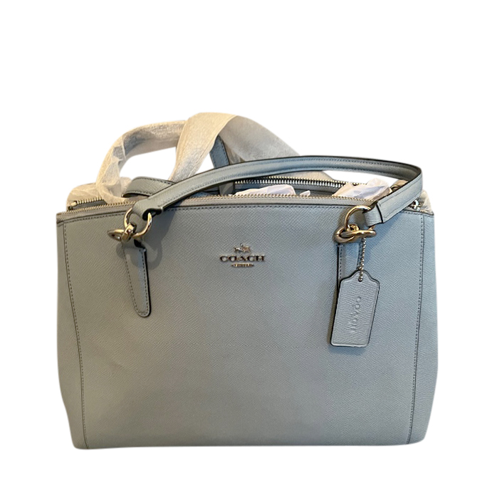 Coach Pale Blue Leather Tote Bag Size M Green