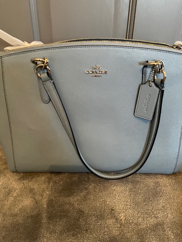 Coach Pale Blue Leather Tote Bag Size M Green